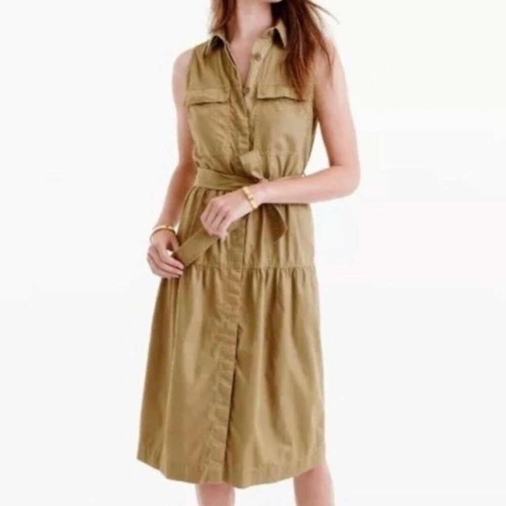 J. Crew Tiered Khaki Dress